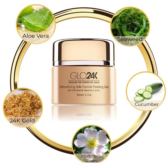 NIB GLO24K Detoxifying 24k Facial Peeling Gel w/24k Gold & Vitamins C & … - Picture 3 of 6